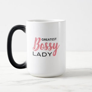 Funny Boss Lady Pink White Typografie Magische Mok