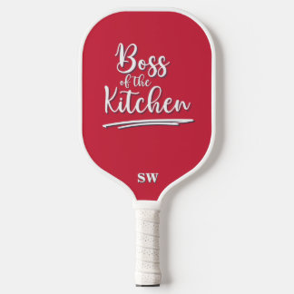 Funny Boss of the Kitchen Re White Elegant Pickleball Paddle