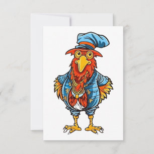 Funny Bossy Cartoon Rooster Bedankkaart