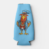 Funny Bossy Cartoon Rooster Flesjeskoeler (Voorkant)