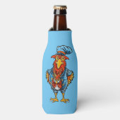 Funny Bossy Cartoon Rooster Flesjeskoeler (Fles Voorkant)