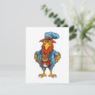 Funny Bossy Cartoon Rooster Notitiekaartje