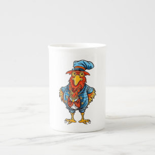 Funny Bossy Cartoon Rooster Porselein Kop