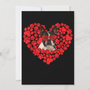 Funny Boston Terrier Dog Paw Heart Valentine Day Aankondiging