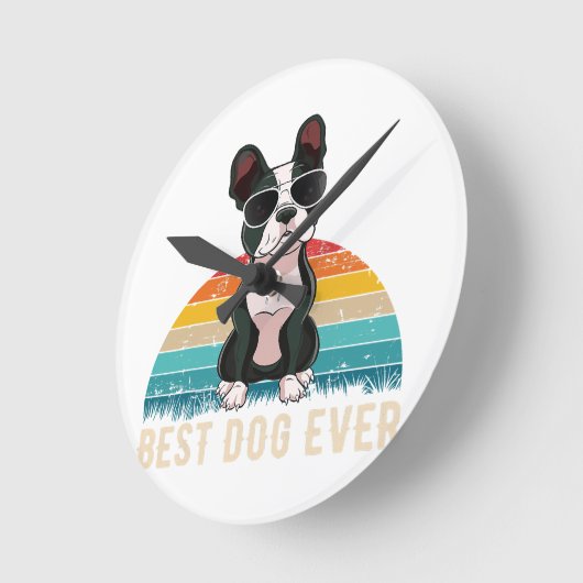 Funny Boston Terrier Gift for Pet Lover Ronde Klok (Hoek)
