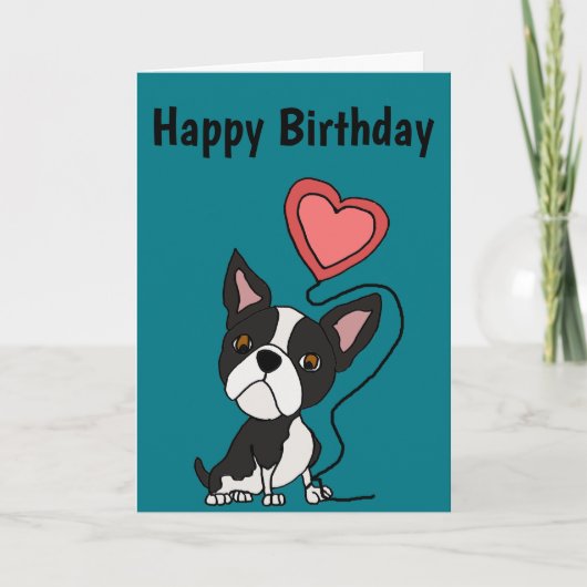 Funny Boston Terrier Love Cartoon Kaart (Voorkant)