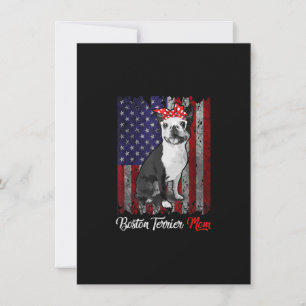 Funny Boston Terrier Moeder Amerikaanse vlag T-shi Bedankkaart
