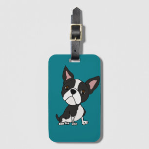 Funny Boston Terrier Puppy Dog Cartoon Bagagelabel