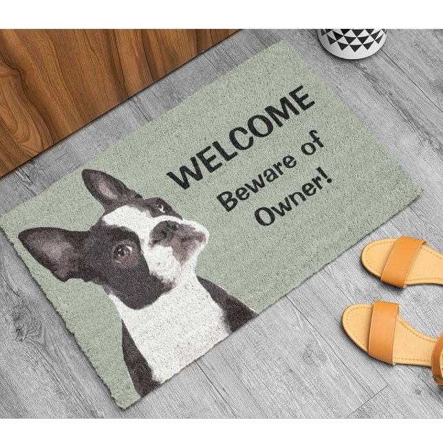 Funny Boston Terrier Welcome Cute Dog Deurmat (Creator heeft geüpload)