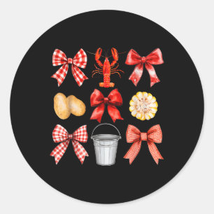 Funny Bow Schattige Coquette Crawfish Boil Y2k Gir Ronde Sticker
