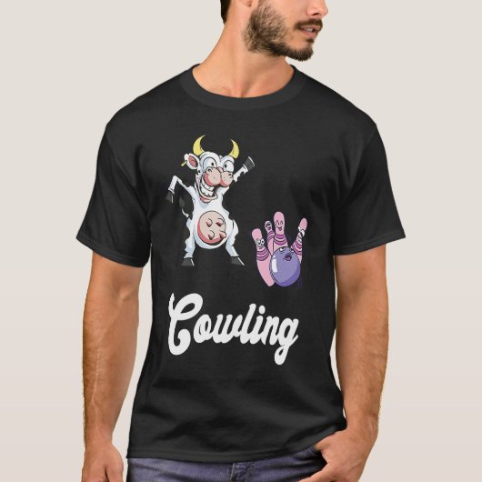Funny Bowling Bowler Cow Strike Bowling Team Bowli T-shirt (Voorkant)
