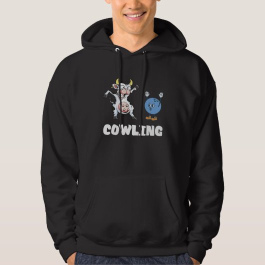 Funny Bowling Cow Bowling Ball Bowler Strike Bowli Hoodie (Voorkant)
