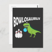 Funny Bowling Dino - Dinosaur Bowler Gift Idea Briefkaart (Voorkant / Achterkant)