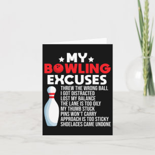 Funny Bowling Excuses voor Bowler Kaart