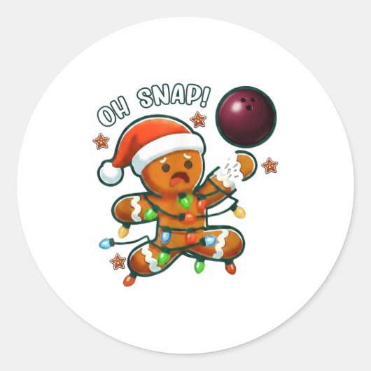 Funny Bowling Gingerbread Cookie Lights Oh Snap Gi Ronde Sticker (Voorkant)