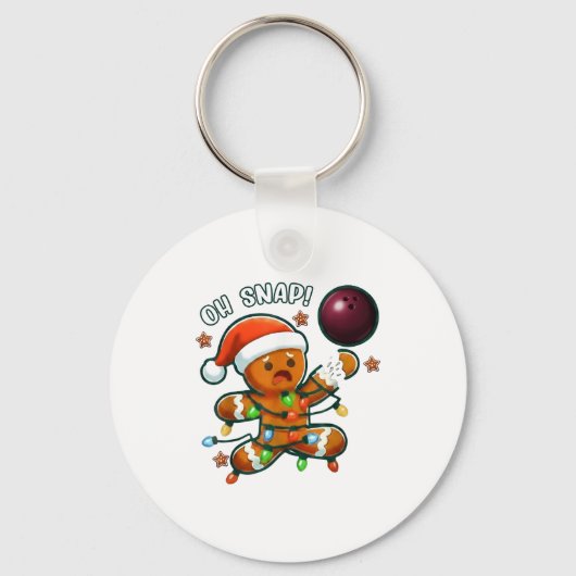 Funny Bowling Gingerbread Cookie Lights Oh Snap Gi Sleutelhanger (Voorkant)