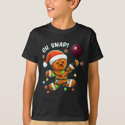 Funny Bowling Gingerbread Cookie Lights Oh Snap Gi T-shirt (Voorkant)