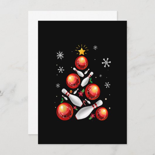 Funny Bowling-kerstboom met kerstmis Kaart (Voorkant / Achterkant)