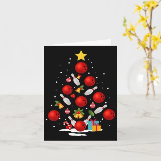 Funny Bowling-kerstboomverlichting zorgt voor kers Kaart (Gele Bloem)