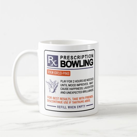 Funny Bowling Mok receptontwerp (Links)