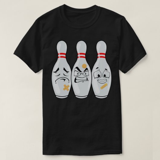 Funny Bowling Pin Faces voor Bowling Lover Mannen  T-shirt (Design voorkant)
