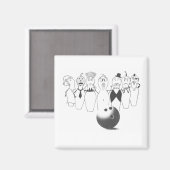 Funny bowling pin karakters magneet (Voorkant / Achterkant)