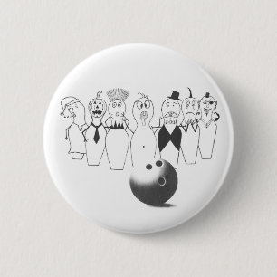 Funny bowling pin karakters ronde button 5,7 cm