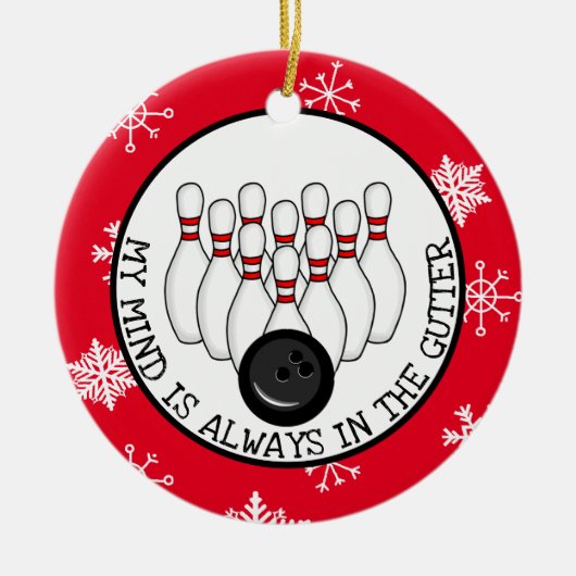 Funny Bowling Pun Kerstmis Keramisch Ornament (Voorkant)