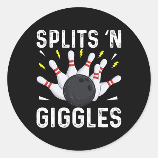 Funny Bowling Team Splits Giggles 1 Ronde Sticker (Voorkant)