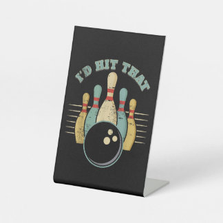 Funny Bowling Vintage T-Shirt Ik Sla Dat Grappige  Reclamebord Met Voetstuk