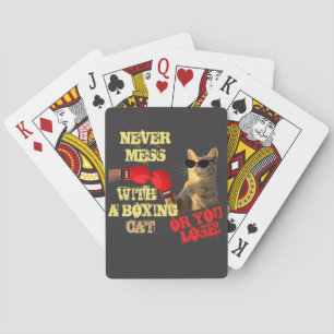 Funny Boxer Cat   Cute Cat Lovers Keepomwille Pokerkaarten