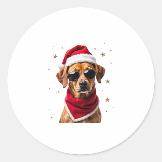 Funny Boxer Dog Christmas Lights Xmas Outfit Pajam Ronde Sticker (Voorkant)