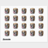 Funny Boxer Dog Ronde Sticker (Vel)