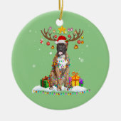 Funny Boxer Dog T-shirt Reindekerst Keramisch Ornament (Voorkant)