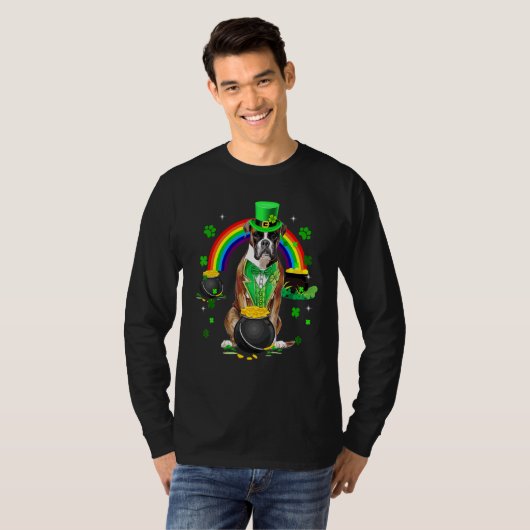 Funny Boxer Leprechaun Shamrock St Patrick's Day T-shirt (Voorkant volledig)