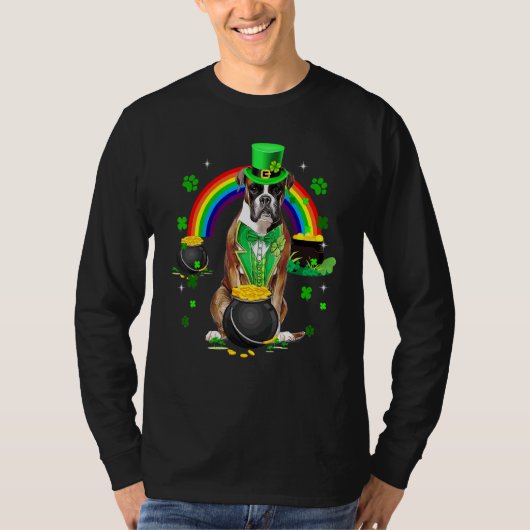 Funny Boxer Leprechaun Shamrock St Patrick's Day T-shirt (Voorkant)
