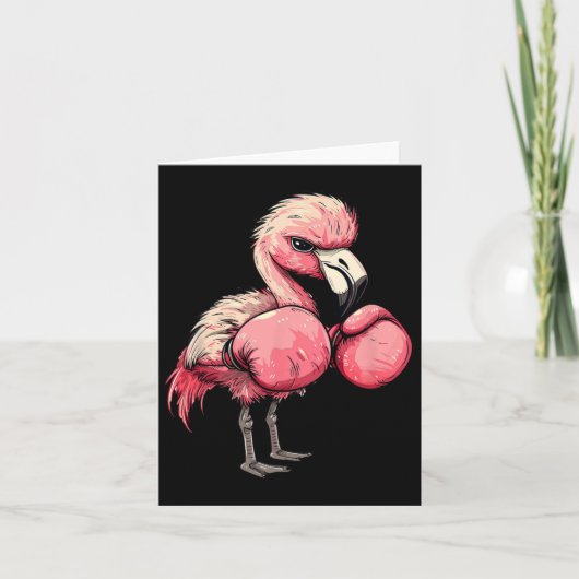 Funny Boxing Flamingo met Roze Handschoenen Kinder Kaart (Voorkant)