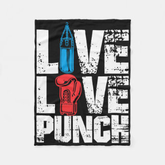 Funny Boxing Glove T-shirt Live Love Punch Fleece Deken