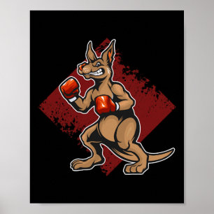 Funny boxing Kangaroos met handschoenen Boxer Punc Poster