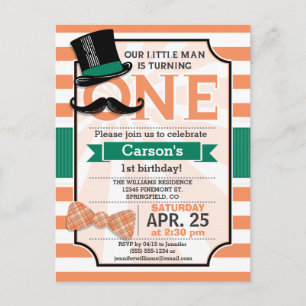 Funny Boy's 1st Birthday Party Uitnodiging Briefkaart