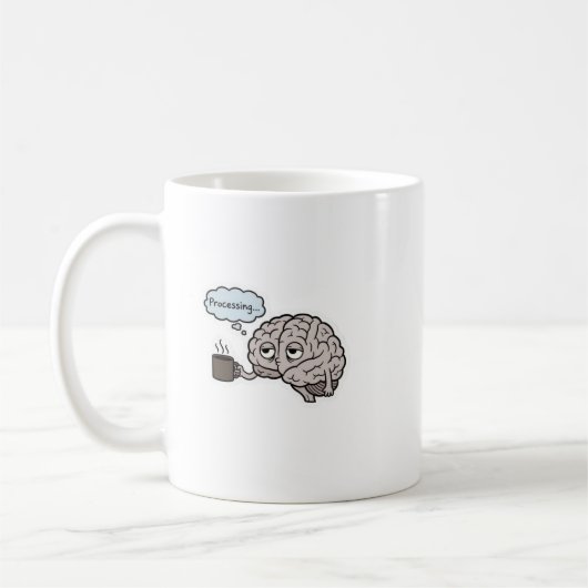 Funny Brain Drinking Coffee Mug - Cute Science & C (Gauche)