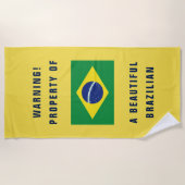 Funny Braziliaanse vlag gepersonaliseerde strandha Strandlaken (Voorkant)