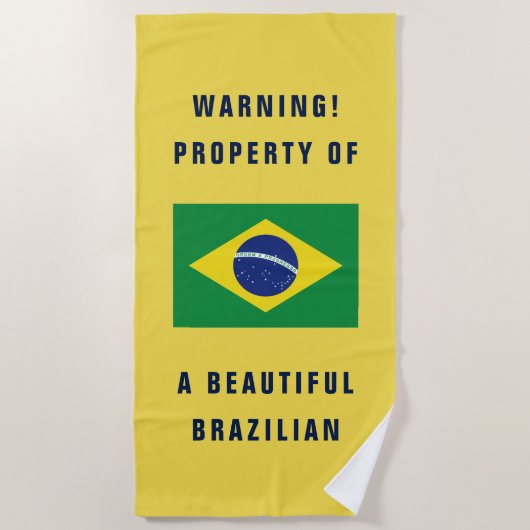 Funny Braziliaanse vlag gepersonaliseerde strandha Strandlaken (Voorkant)