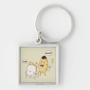 Funny Bread and Butter Haircut Cartoon Sleutelhanger