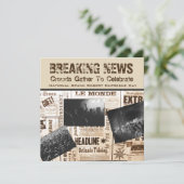 Funny Breaking News Birthday Uitnodiging (Staand voorkant)