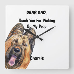 Funny Briard Waterverf Canine Art Vierkante Klok