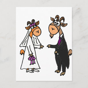 Funny Bride en Groom Goat Wedding Briefkaart