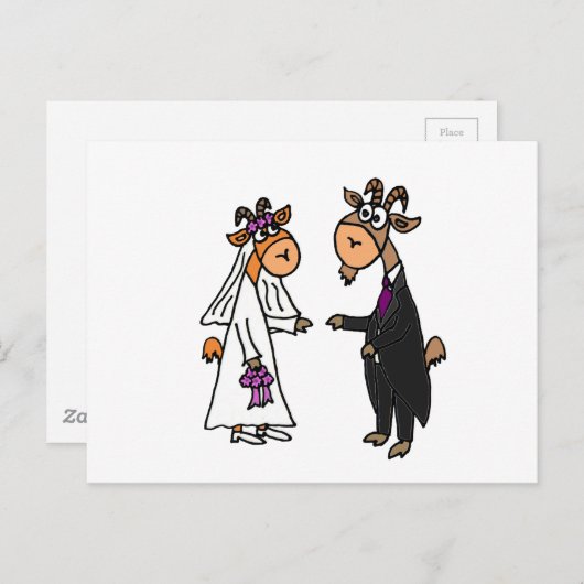 Funny Bride en Groom Goat Wedding Briefkaart (Voorkant / Achterkant)