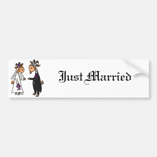 Funny Bride en Groom Goat Wedding Bumpersticker (Voorkant)