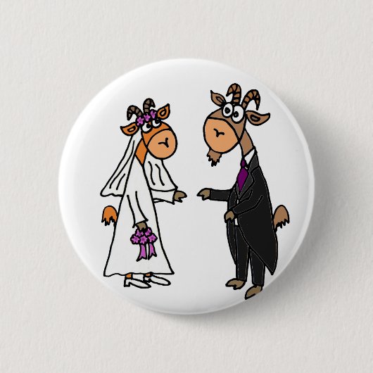 Funny Bride en Groom Goat Wedding Ronde Button 5,7 Cm (Voorkant)